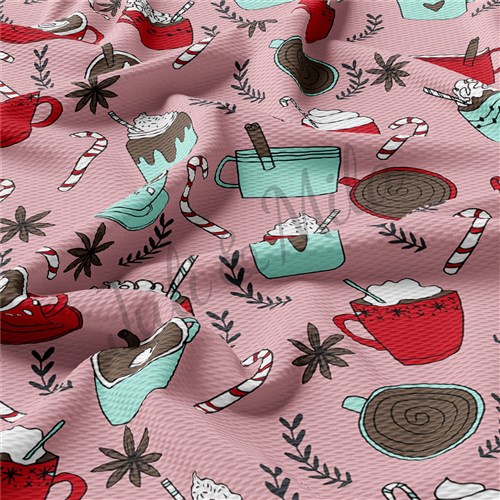 Christmas Printed Liverpool Bullet Textured Stretch Solid Strip Thick Knit Jersey Fabric