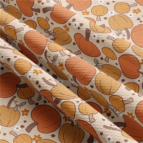Pumpkin Printed Liverpool 4 Way Fabric pumpkin & Get a Free $89.99 Embroidery Bundle