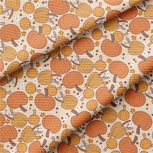 Pumpkin Printed Liverpool 4 Way Fabric pumpkin & Get a Free $89.99 Embroidery Bundle