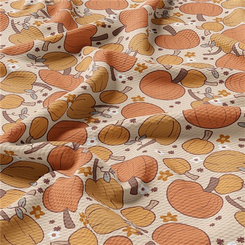 Pumpkin Printed Liverpool 4 Way Fabric pumpkin & Get a Free $89.99 Embroidery Bundle