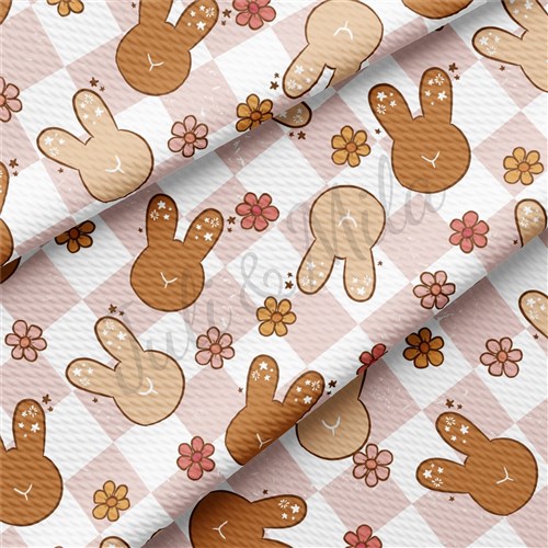Easter Bunnies Printed Liverpool Bullet Textured Stretch Solid Strip Thick Knit Jersey Fabric