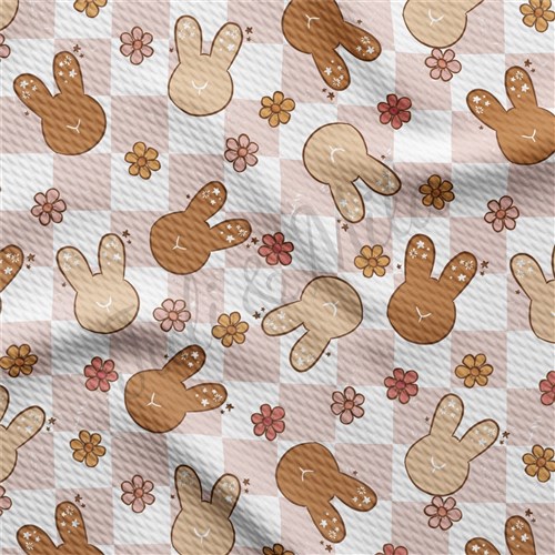 Easter Bunnies Printed Liverpool Bullet Textured Stretch Solid Strip Thick Knit Jersey Fabric