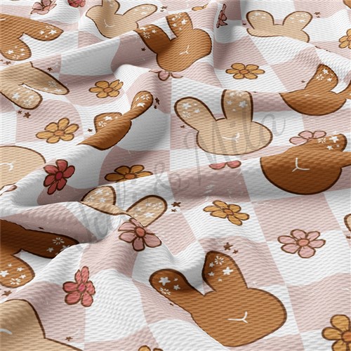 Easter Bunnies Printed Liverpool Bullet Textured Stretch Solid Strip Thick Knit Jersey Fabric