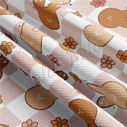 Easter Bunnies Printed Liverpool Bullet Textured Stretch Solid Strip Thick Knit Jersey Fabric