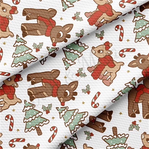 Christmas Printed Liverpool Bullet Textured Stretch Solid Strip Thick Knit Jersey Fabric