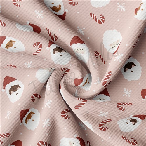 Pink Santa Christmas Liverpool Bullet Textured Stretch Solid Strip Thick Knit Jersey Fabric