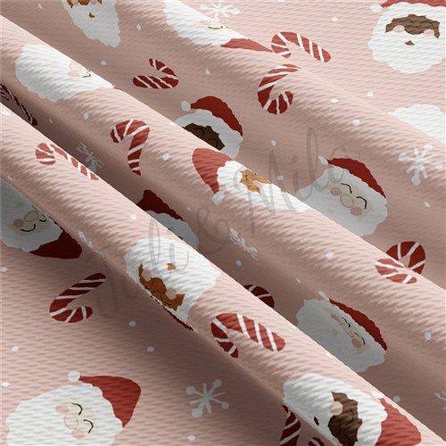 Pink Santa Christmas Liverpool Bullet Textured Stretch Solid Strip Thick Knit Jersey Fabric