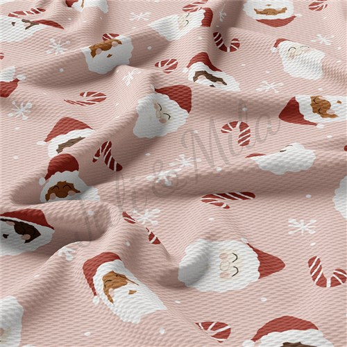 Pink Santa Christmas Liverpool Bullet Textured Stretch Solid Strip Thick Knit Jersey Fabric