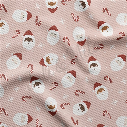 Pink Santa Christmas Liverpool Bullet Textured Stretch Solid Strip Thick Knit Jersey Fabric
