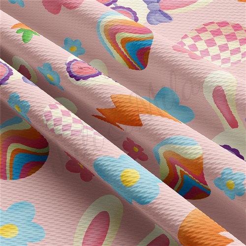 Easter Printed Liverpool Fabric pink bunnies AA1885 & Get a Free $89.99 Embroidery Bundle