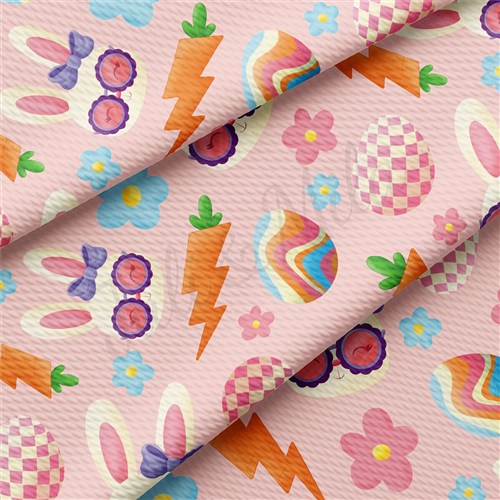 Easter Printed Liverpool Fabric pink bunnies AA1885 & Get a Free $89.99 Embroidery Bundle