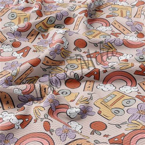Back to School Printed Liverpool 4 Way Fabric school & Get a Free $89.99 Embroidery Bundle