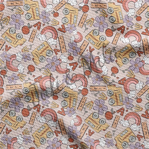 Back to School Printed Liverpool 4 Way Fabric school & Get a Free $89.99 Embroidery Bundle