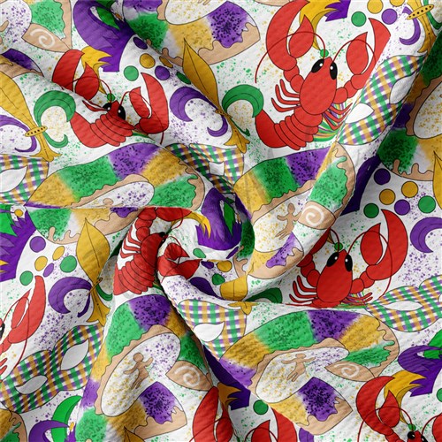 Mardi Gras Printed Liverpool 4 Way Fabric AA1358 & Get a Free $89.99 Embroidery Bundle