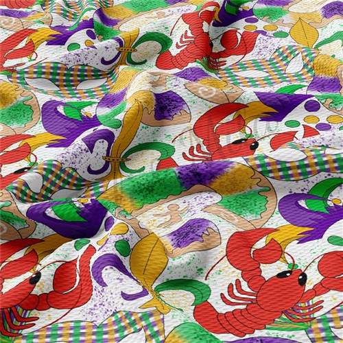 Mardi Gras Printed Liverpool 4 Way Fabric AA1358 & Get a Free $89.99 Embroidery Bundle
