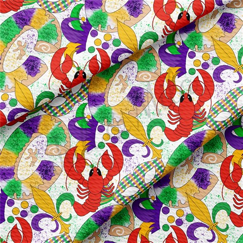 Mardi Gras Printed Liverpool 4 Way Fabric AA1358 & Get a Free $89.99 Embroidery Bundle