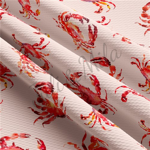 Crab Printed TBP102 Liverpool Bullet Textured Stretch Solid Strip Thick Knit Jersey Fabric
