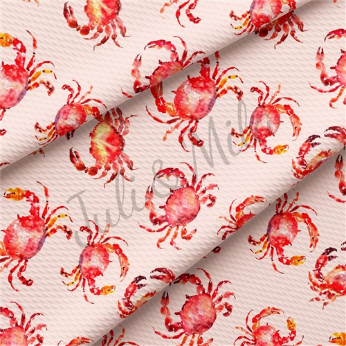 Crab Printed TBP102 Liverpool Bullet Textured Stretch Solid Strip Thick Knit Jersey Fabric
