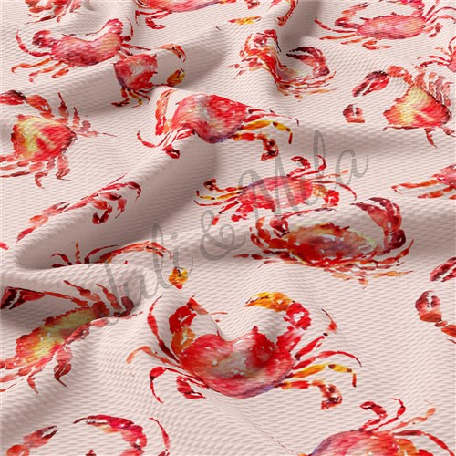 Crab Printed TBP102 Liverpool Bullet Textured Stretch Solid Strip Thick Knit Jersey Fabric