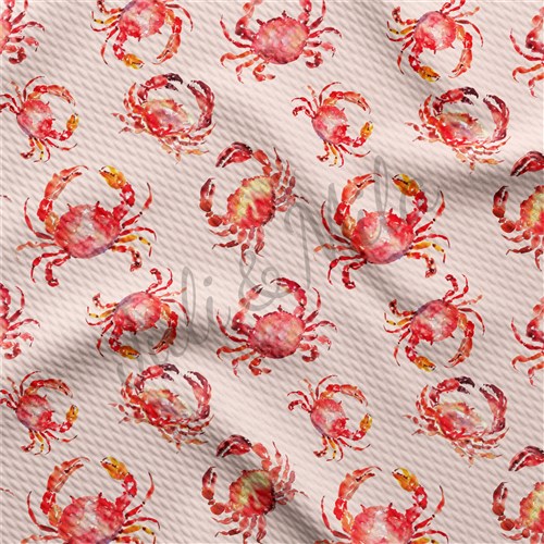 Crab Printed TBP102 Liverpool Bullet Textured Stretch Solid Strip Thick Knit Jersey Fabric