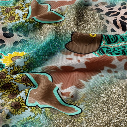 Dirt is Cowgirl Glitter Printed 4 Way Fabric AA1494 & Get a Free $89.99 Embroidery Bundle