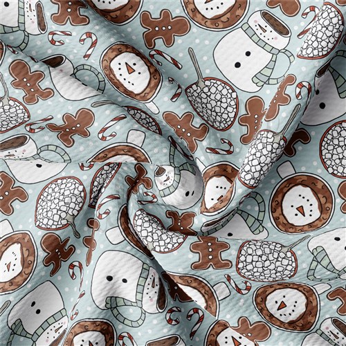 Snowman Christmas Liverpool Bullet Textured Stretch Solid Strip Thick Knit Jersey Fabric