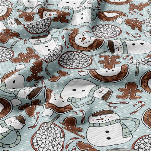 Snowman Christmas Liverpool Bullet Textured Stretch Solid Strip Thick Knit Jersey Fabric