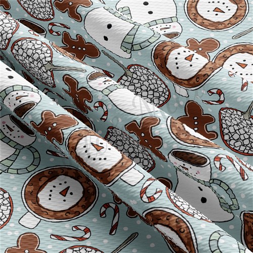 Snowman Christmas Liverpool Bullet Textured Stretch Solid Strip Thick Knit Jersey Fabric