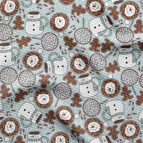 Snowman Christmas Liverpool Bullet Textured Stretch Solid Strip Thick Knit Jersey Fabric