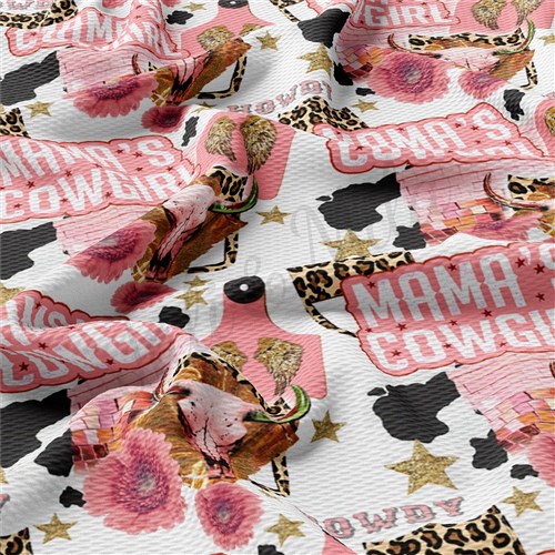 Mama's Cowgirl Printed Liverpool Bullet Textured Stretch Solid Strip Thick Knit Jersey Fabric