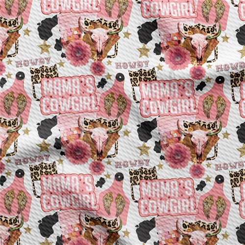 Mama's Cowgirl Printed Liverpool Bullet Textured Stretch Solid Strip Thick Knit Jersey Fabric