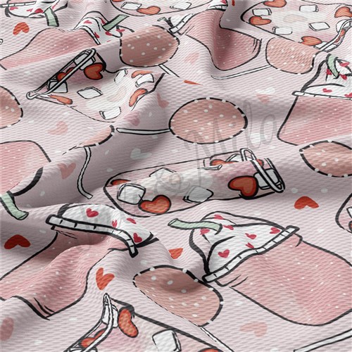 Valentine's Day Printed Liverpool Bullet Textured Stretch Solid Strip Thick Knit Jersey Fabric