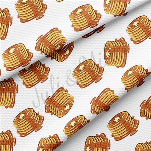 Pancakes Printed Liverpool Bullet Textured Stretch Solid Strip Thick Knit Jersey Fabric