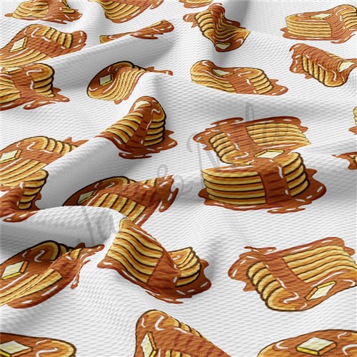 Pancakes Printed Liverpool Bullet Textured Stretch Solid Strip Thick Knit Jersey Fabric