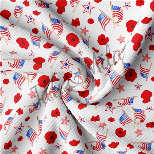 Patriotic 4th of July Printed Liverpool Fabric PT38 & Get a Free $89.99 Embroidery Bundle