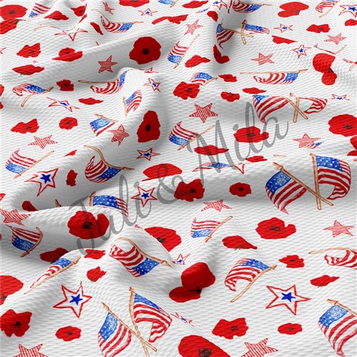 Patriotic 4th of July Printed Liverpool Fabric PT38 & Get a Free $89.99 Embroidery Bundle