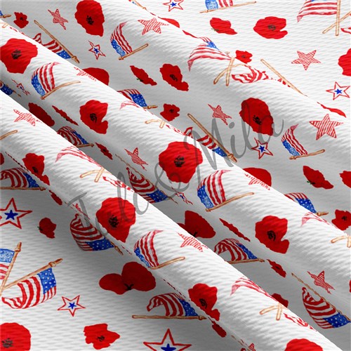 Patriotic 4th of July Printed Liverpool Fabric PT38 & Get a Free $89.99 Embroidery Bundle