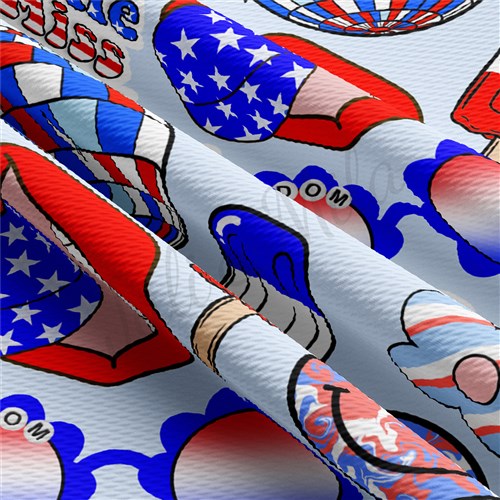 Little Miss Independent Patriotic 4th of July Printed Liverpool AA1680 & Get a Free $89.99 Embroidery Bundle