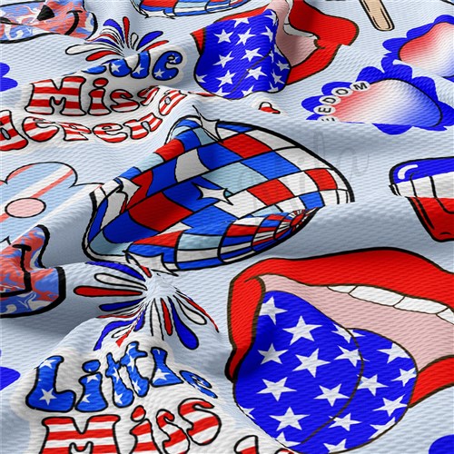 Little Miss Independent Patriotic 4th of July Printed Liverpool AA1680 & Get a Free $89.99 Embroidery Bundle
