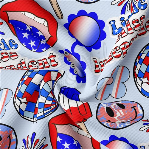 Little Miss Independent Patriotic 4th of July Printed Liverpool AA1680 & Get a Free $89.99 Embroidery Bundle