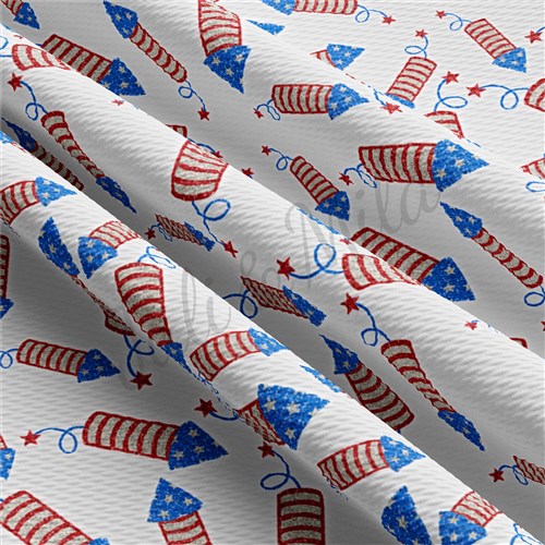 Patriotic 4th of July TBP102 Liverpool Bullet Textured Stretch Solid Strip Thick Knit Jersey Fabric