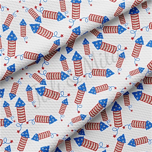 Patriotic 4th of July TBP102 Liverpool Bullet Textured Stretch Solid Strip Thick Knit Jersey Fabric
