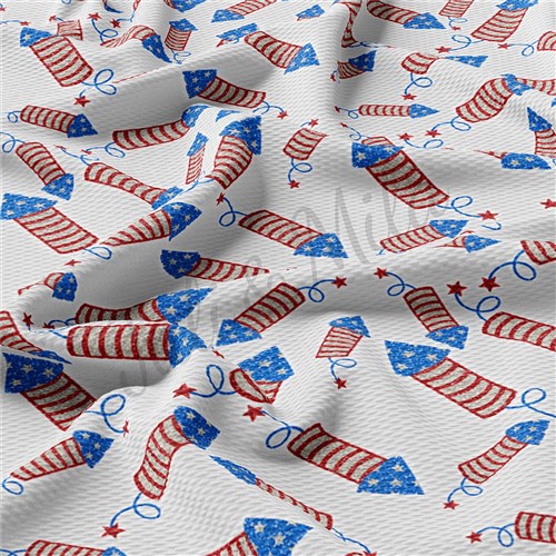 Patriotic 4th of July TBP102 Liverpool Bullet Textured Stretch Solid Strip Thick Knit Jersey Fabric