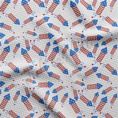 Patriotic 4th of July TBP102 Liverpool Bullet Textured Stretch Solid Strip Thick Knit Jersey Fabric