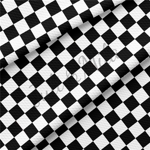 Black White Check Printed Liverpool Fabric Сhess & Get a Free $89.99 Embroidery Bundle