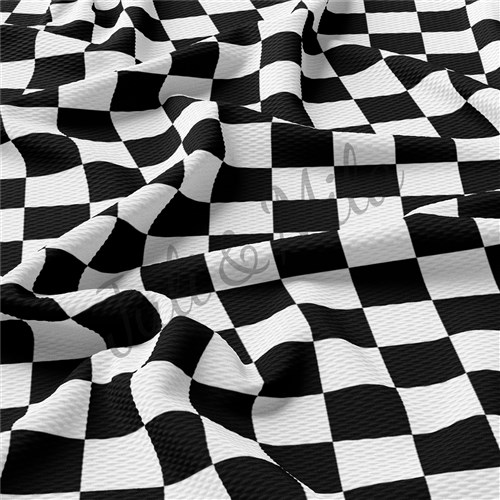 Black White Check Printed Liverpool Fabric Сhess & Get a Free $89.99 Embroidery Bundle