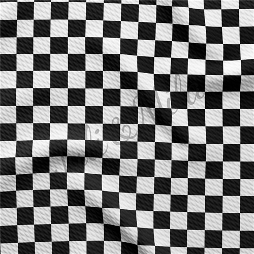 Black White Check Printed Liverpool Fabric Сhess & Get a Free $89.99 Embroidery Bundle
