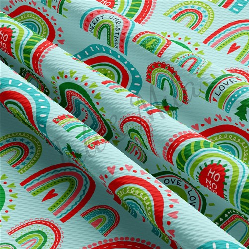 Christmas Printed Liverpool Bullet Textured Stretch Solid Strip Thick Knit Jersey Fabric