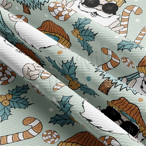 Christmas Printed Liverpool Bullet Textured Stretch Solid Strip Thick Knit Jersey Fabric