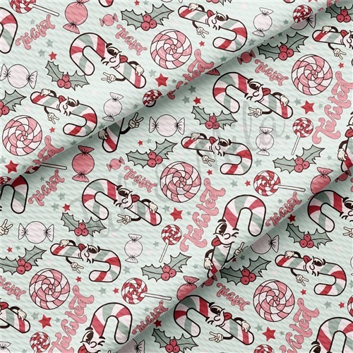 Christmas Printed Liverpool Bullet Textured Stretch Solid Strip Thick Knit Jersey Fabric